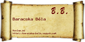 Baracska Béla névjegykártya