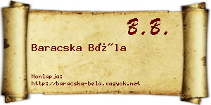 Baracska Béla névjegykártya