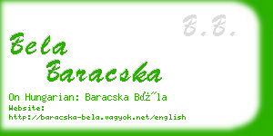 bela baracska business card